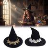 Vintage Lace Witch Hat Tree Of Life Badge Wizard Cap Elegant Halloween Hat  Themed Event