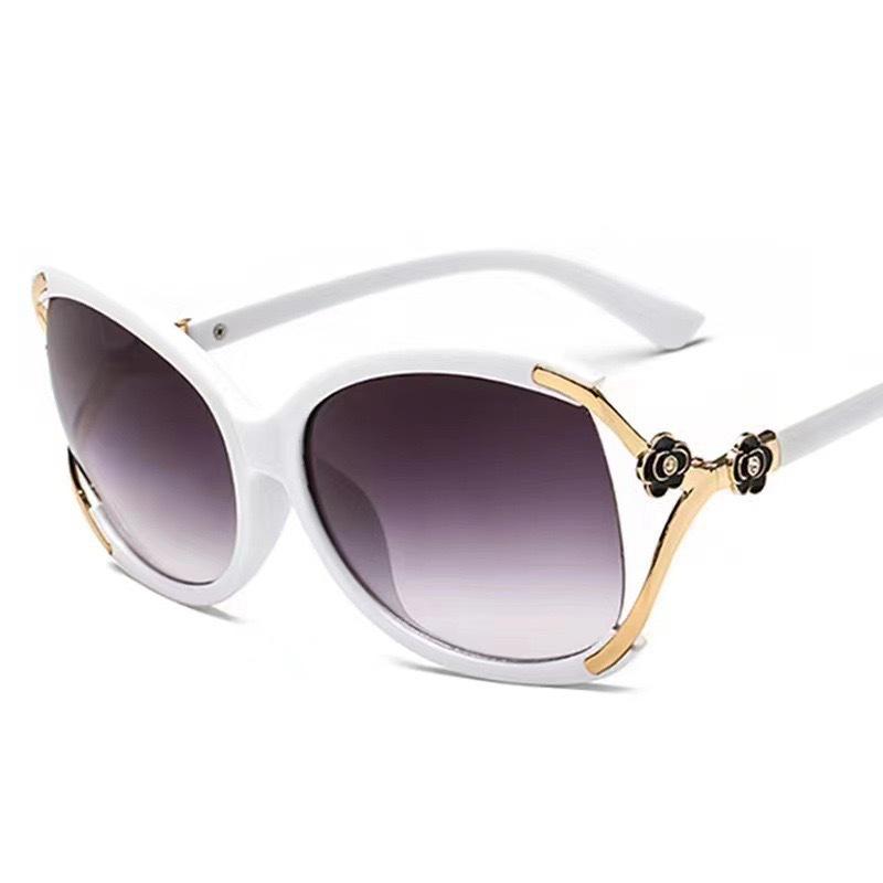 Ladies Sunglasses Camellia Hollow Point Paint Rose Sunglasses Trendy Versatile Large Frame Sunglasses