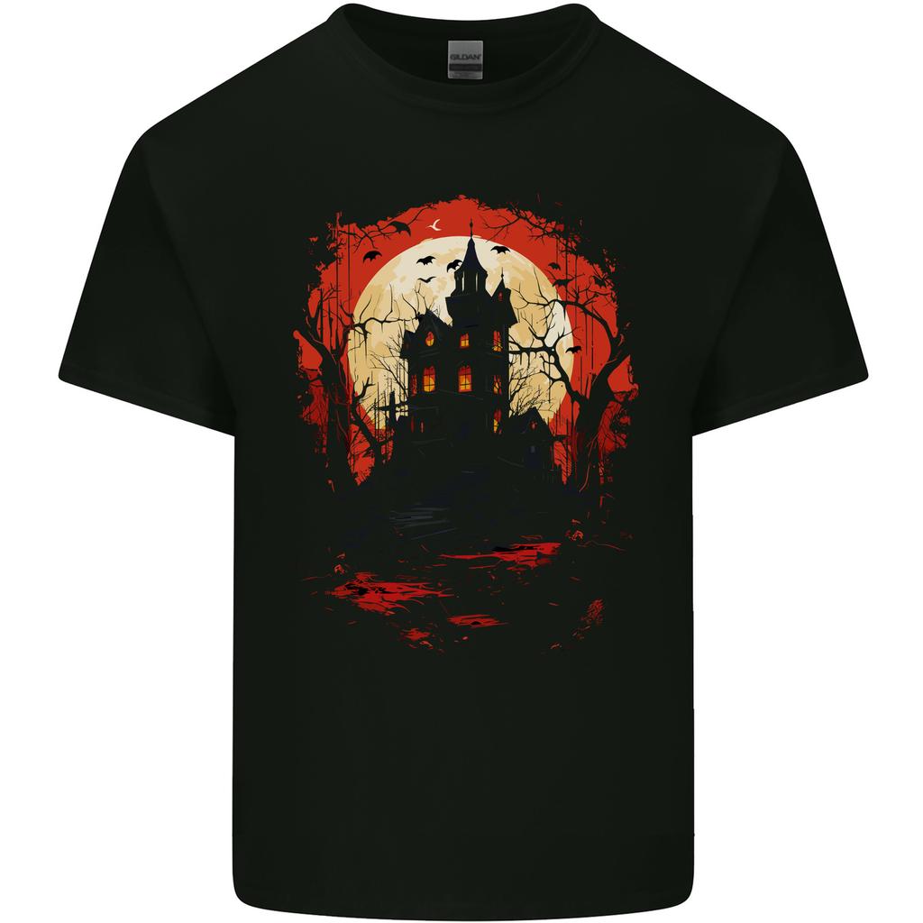 Haunted House Halloween Spooky Mens Light Cotton T-Shirt