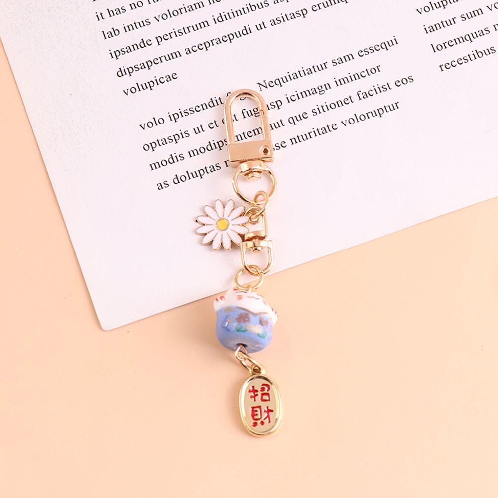 Keyring DIY Lucky Cat Keychain Maneki Neko Trinkets Mobile Phone Lanyard Mobile Phone Straps
