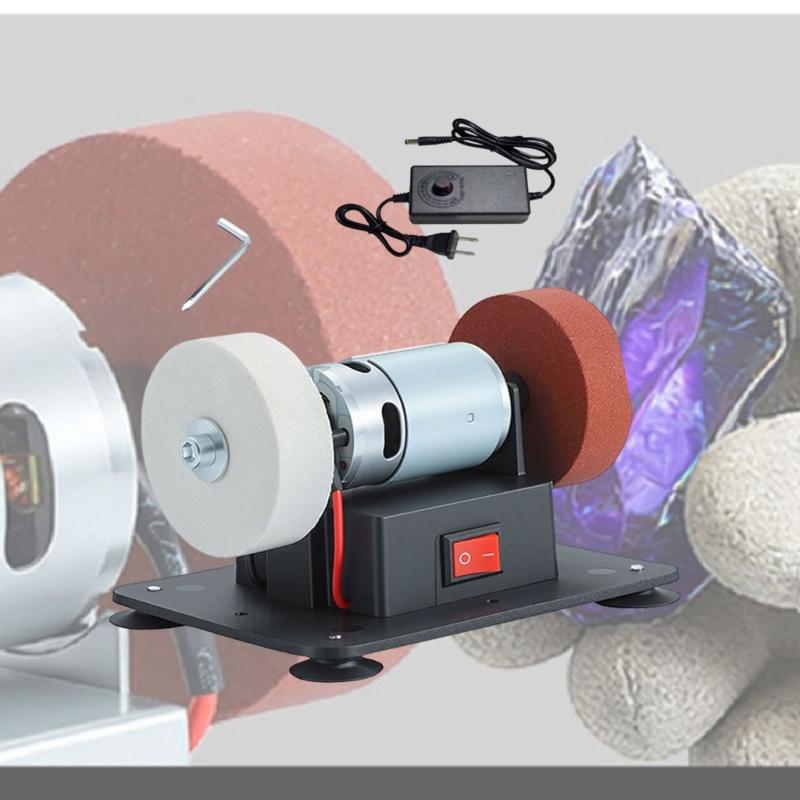 Efficient Plastic Base Desktop Grinder Featuring 150W Motor And Double Wheels For Home Workshop Use Stable Operation