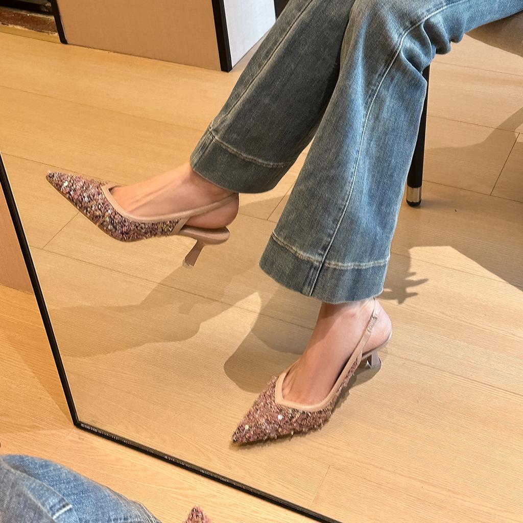 699-302 Mode Bankett Pailletten spitze hohe Absätze einzelne Schuhe Frühling sexy leer rosa Stiletto einzelne Schuhe Damenschuhe
