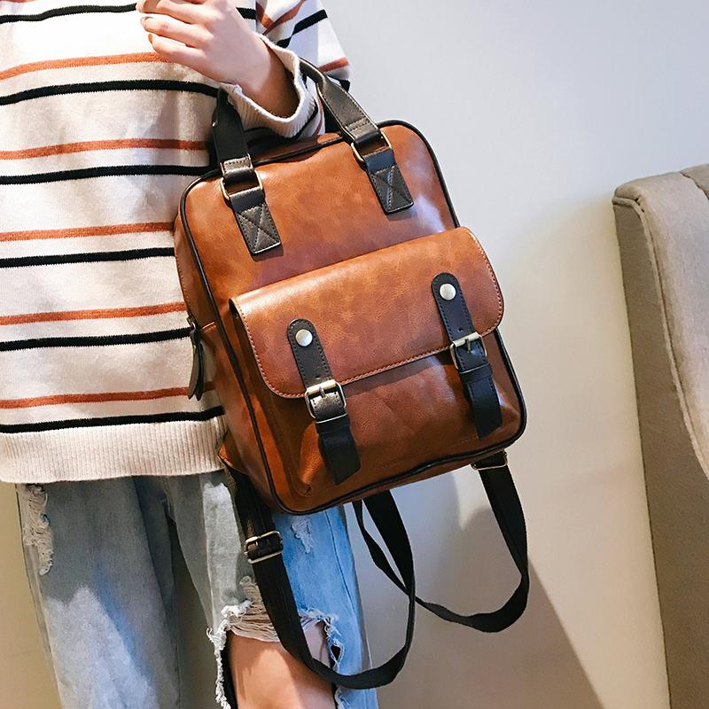 Damen Anti-Diebstahl-Rucksäcke für Studenten, braune Schultaschen für Mädchen im Teenageralter, wasserdichter Vintage-Laptop-Leder-Rucksack, großer Reiserucksack