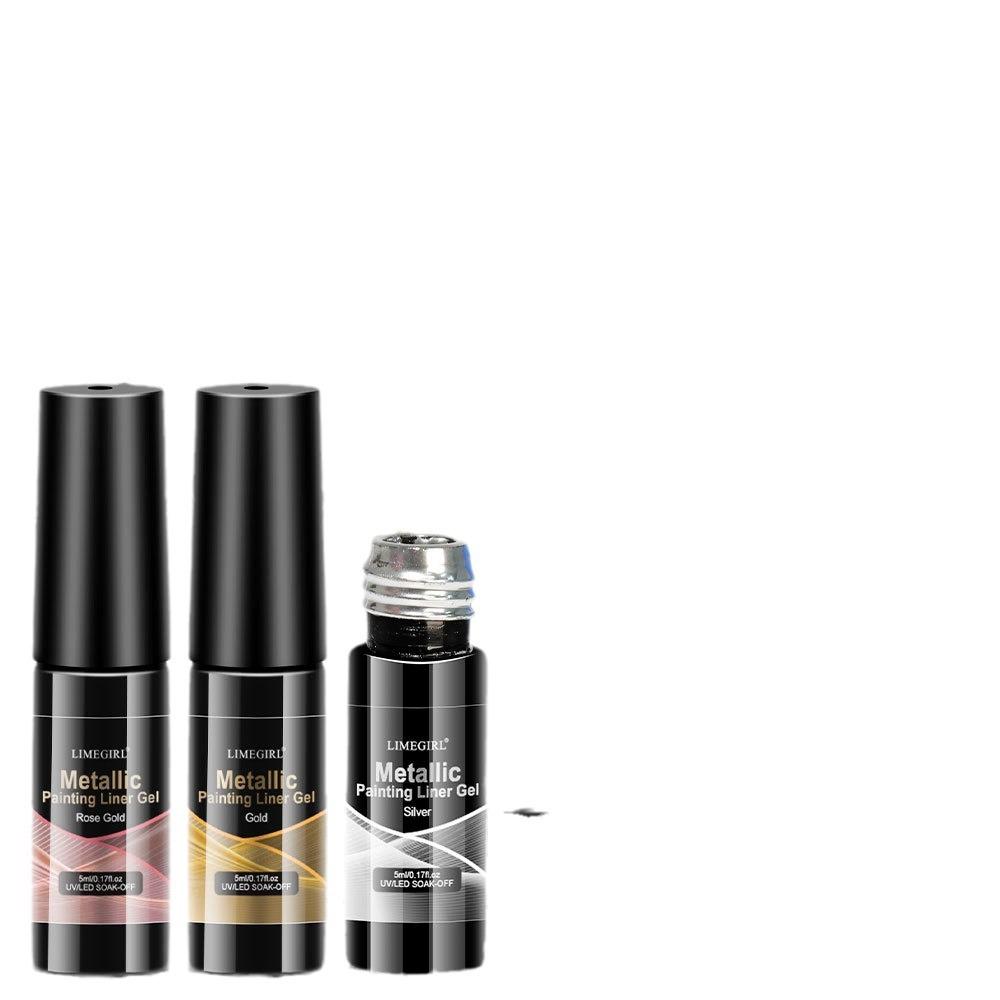 Metallic Nail Art Liner Gel Set French Painting Drawing Lines Edge Mirror Gel Polish Black White Silver 12 Colors 15ml