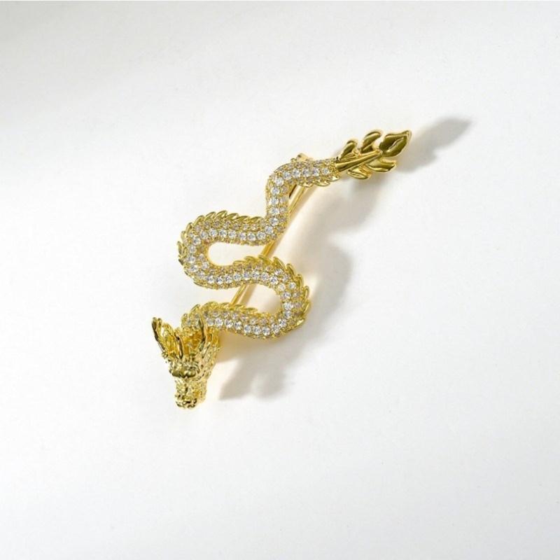 Chinese Zodiacs Shape Brooch Sparkling Dragons Zircon Lapel Pins for Women Animal Themed Breastpins Stylish Accessory