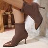 Pointed Toe Ankle Boots Women Shoes Dress New 2025 Winter Mid Heels Fashion Sexy Women Boots Party Elegant Pumps Zapatillas Lady