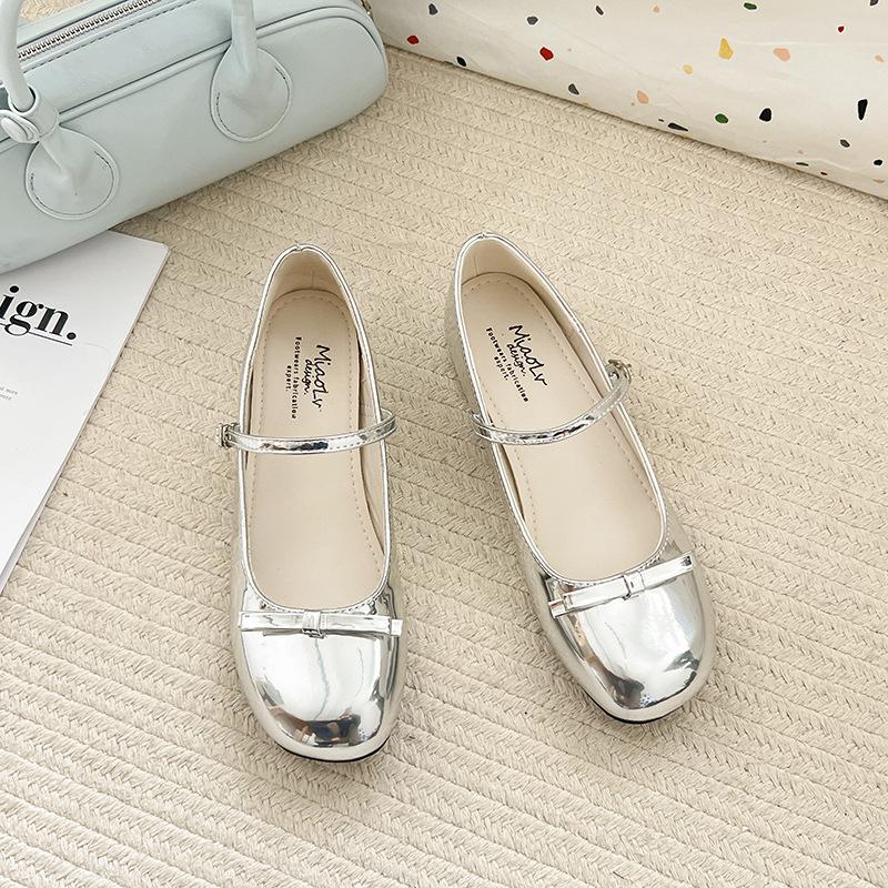 Spring Wine Red Women Mary Jane Shoes Shallow Ladies Casual Butterfly Knot Shoes Eelgant Dress Shoes