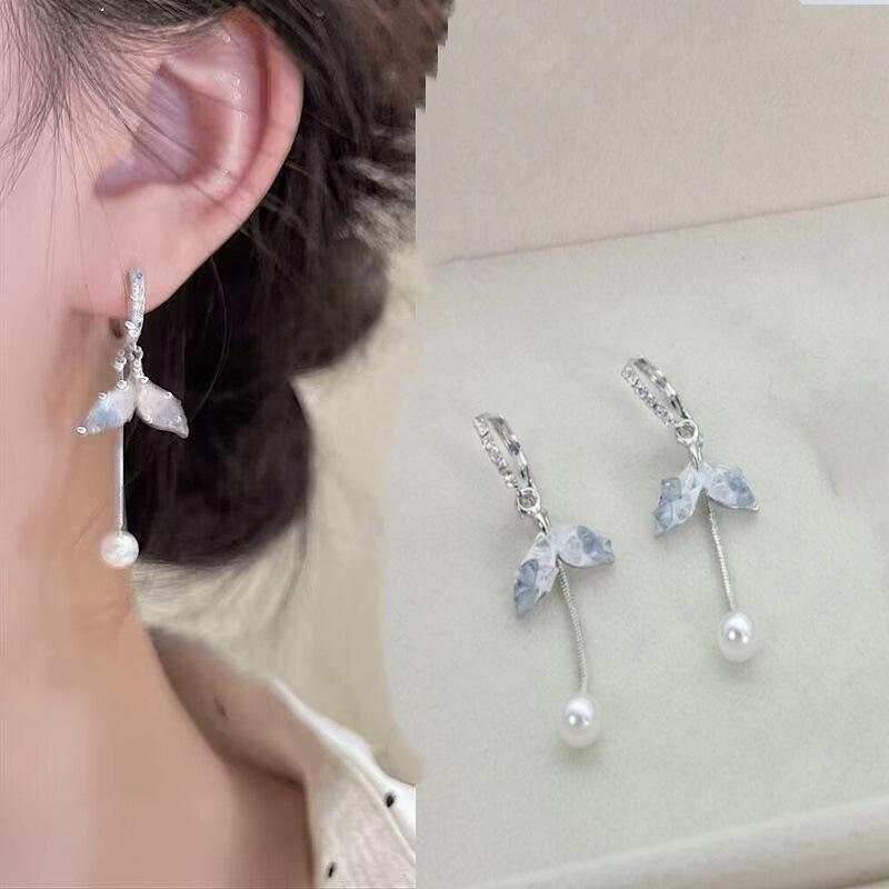 925 Silver Needle Geometric Pearl Earrings For Women Fashion Earrings Flowing Tassel Earrings Elegant Jewelry