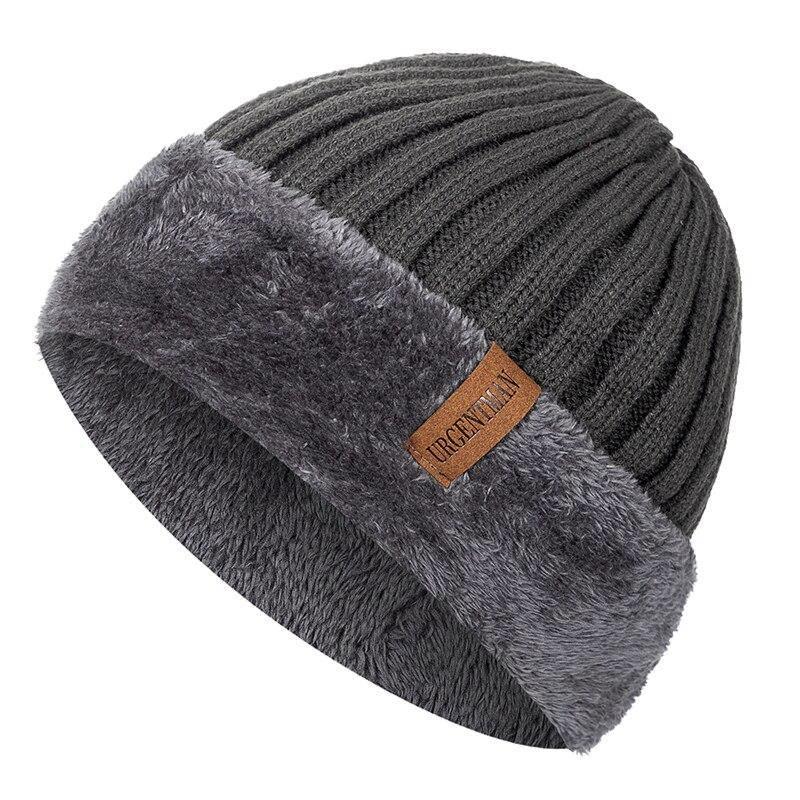 New Unisex Thick Winter Hat Keep Warm Add Fur Lined Flanging Cap Stylish Beanie Hats For Men Women Warm Outdoor Knitted Hat