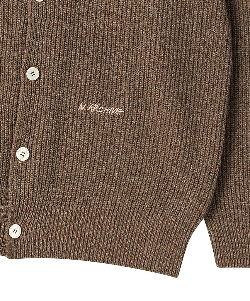 Beyond Closet [Collection Line] Super Fine Merino Wool Waffle Knit Cardigan Brown