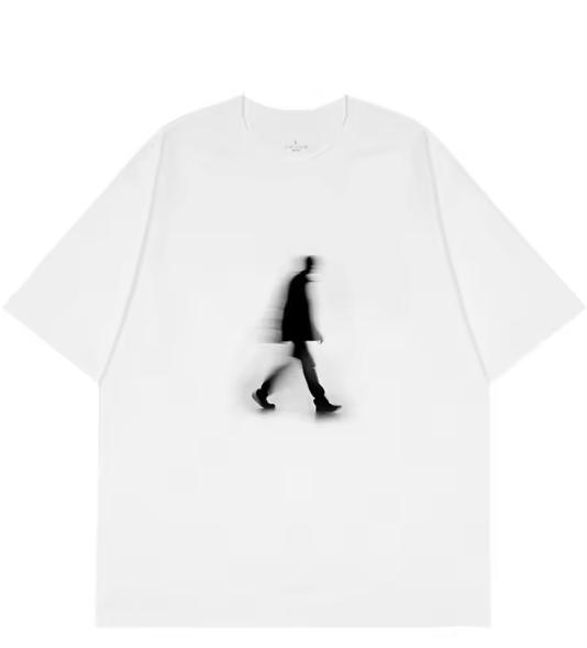Fuzzy People Niche Stacking Print Design Sense High Street Unisexs And Unisexs Shortsleeved Tshirt Versatile Loose Top