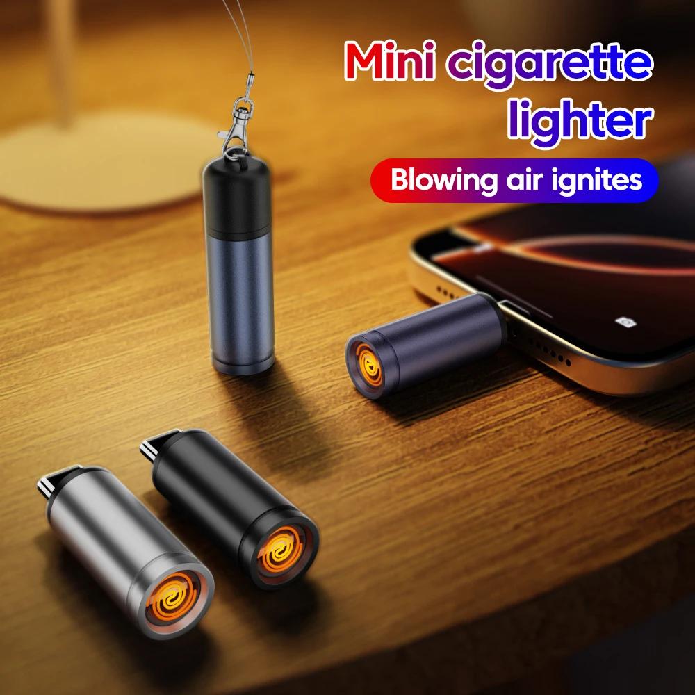 Outdoor Safety Portable Mini Cigarette Lighting Artifact Type C Mobile Cigarette Lighter Air Blowing Cigarette Lighter