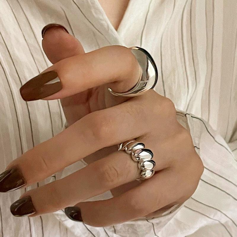 925 Sterling Silver Trend Arched Wide Ring For Female Geometry Punk Design Jewelry Asymmetric Gift Dropshipping