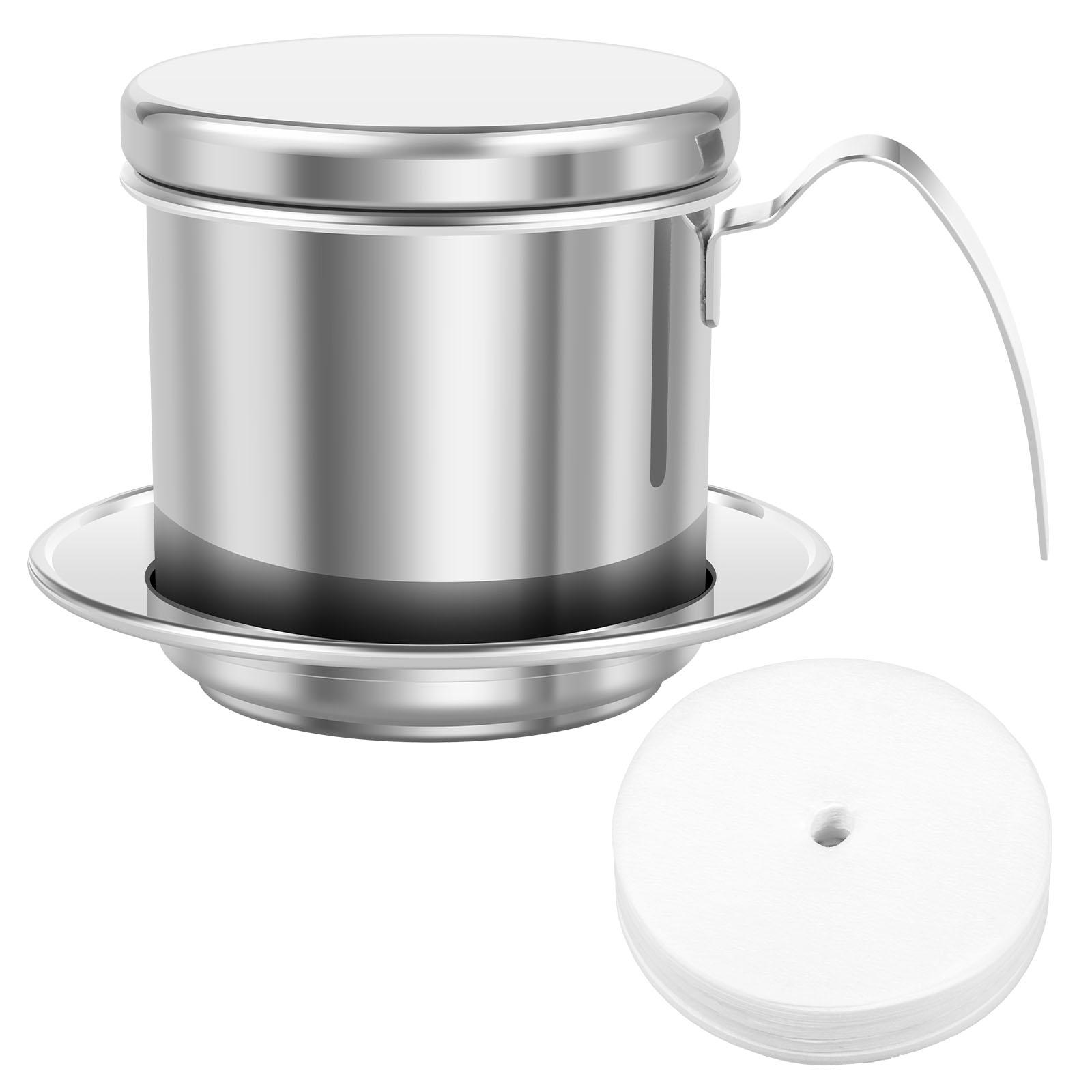 

Vietnamese Coffee Filter Stainless Steel Drip Coffee Pot Press Maker with Filter Paper Small French Press for Home Restaurant