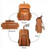 Vintage Full Grain 21 Inch Leather Laptop Large Backpack Casual Bookbag Daypack Camping Travel Rucksack Knapsack