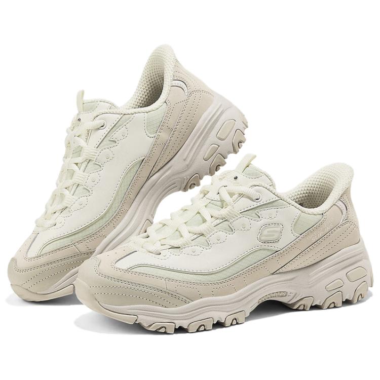 Skechers DLites Comfortable Versatile Height Increasing Low Top Dad Shoes Women Sneakers Off-White 150864-NAT
