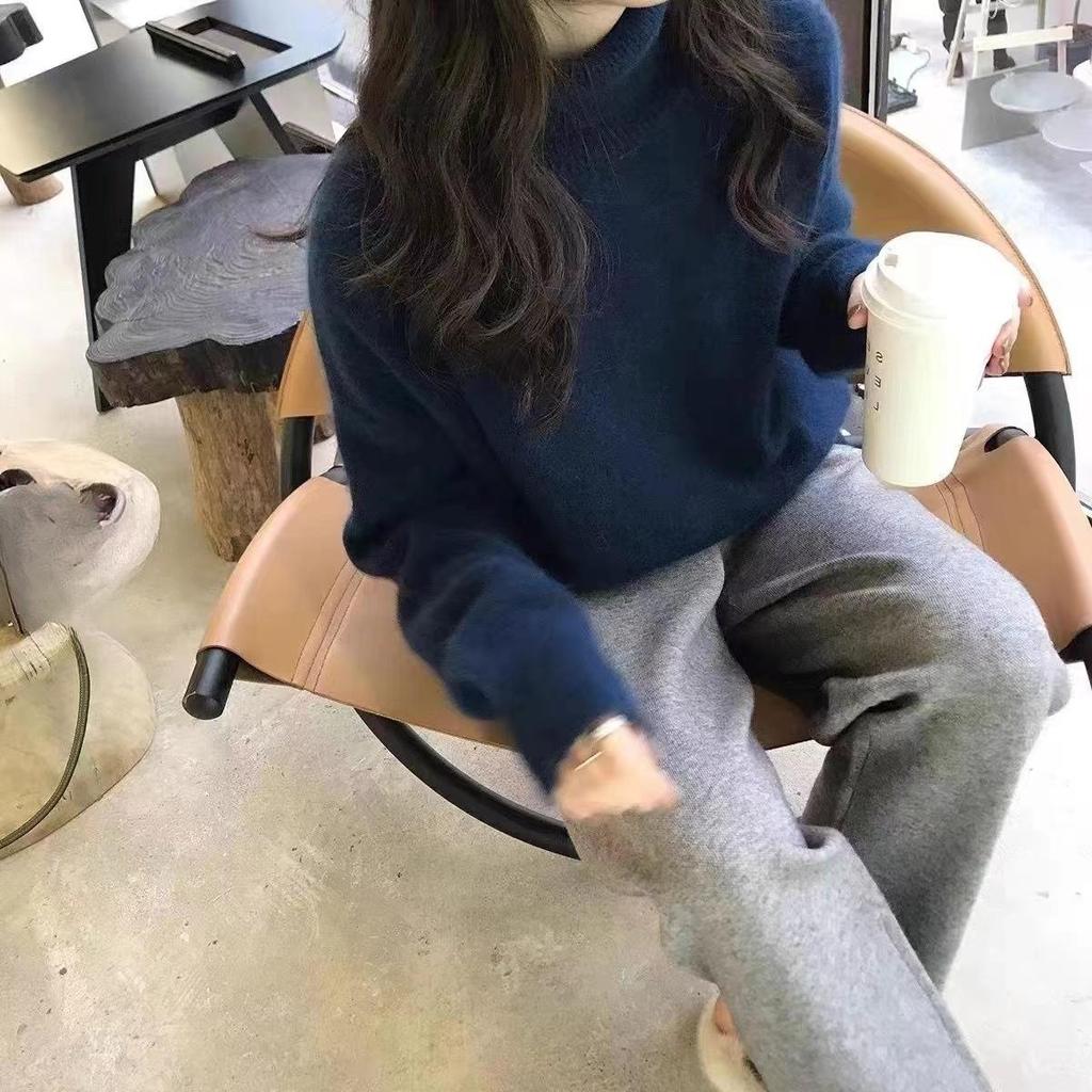 Herbst Winter Vintage Warme Gestrickte Pullover Frauen High Neck Korean Fashion Pullover Neue Lose Basis Design Casual Streetwear Tops