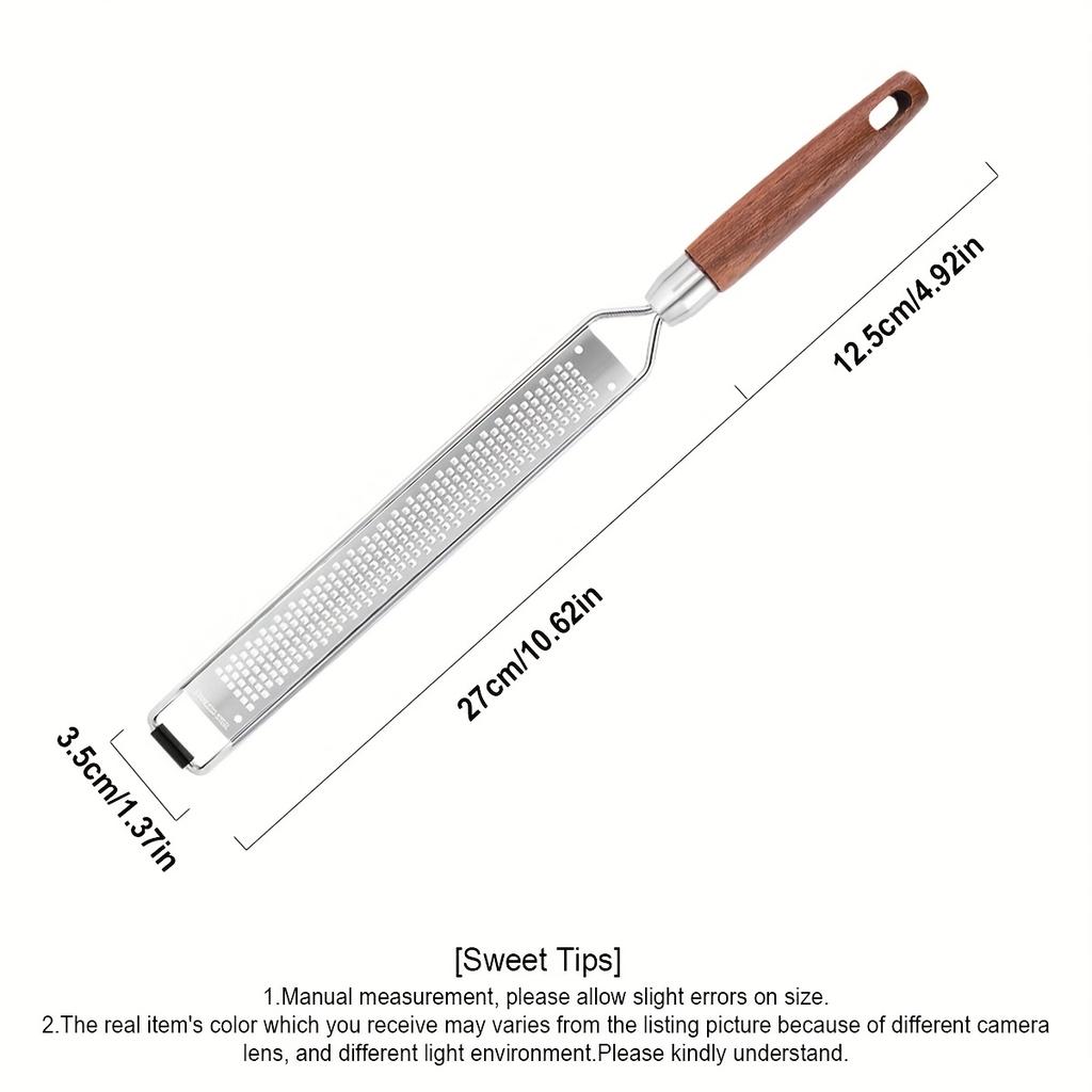 2pcs Stainless Steel Cheese Grater , Lemon Zester with Wooden Handle , Versatile Kitchen Tool for Vegetables, Fruits, Ginger, Chocolate