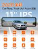OKYES Dashcam with Front and Rear Cameras CarPlay Android Zoom Digital Rearview Assistant FM Power Clear Night Parking Integrated Reverse Gear LED
