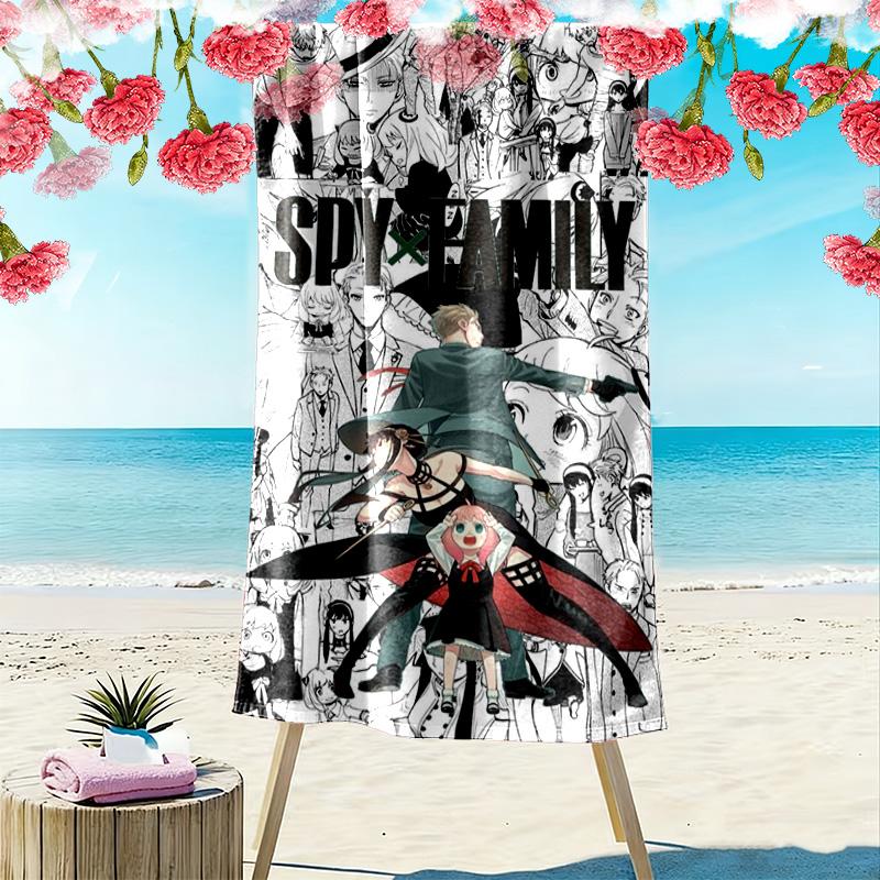 Spy x Family Print Beach Towel, Large Soft Quick Dry Towel for Beach Camping Swimming