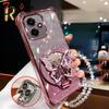 Glitter Butterfly Mirror Crystal Bracelet Case for Huawei Honor 400 300 Ultra 200 100 90 Lite 80 70 Pro Shockproof Plating Cover