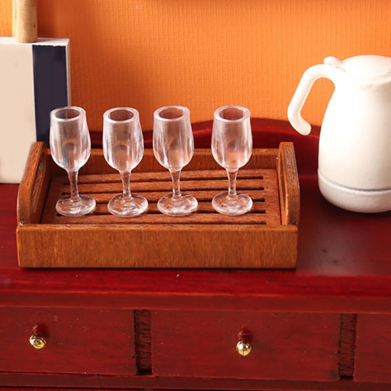 NOLITOY Miniature Wine Set of Clear Plastic Champagne Dollhouse Miniature Food Parfait Decorative Parts for and DIY Glasses, 40, 1/12 Scale, Goblets,