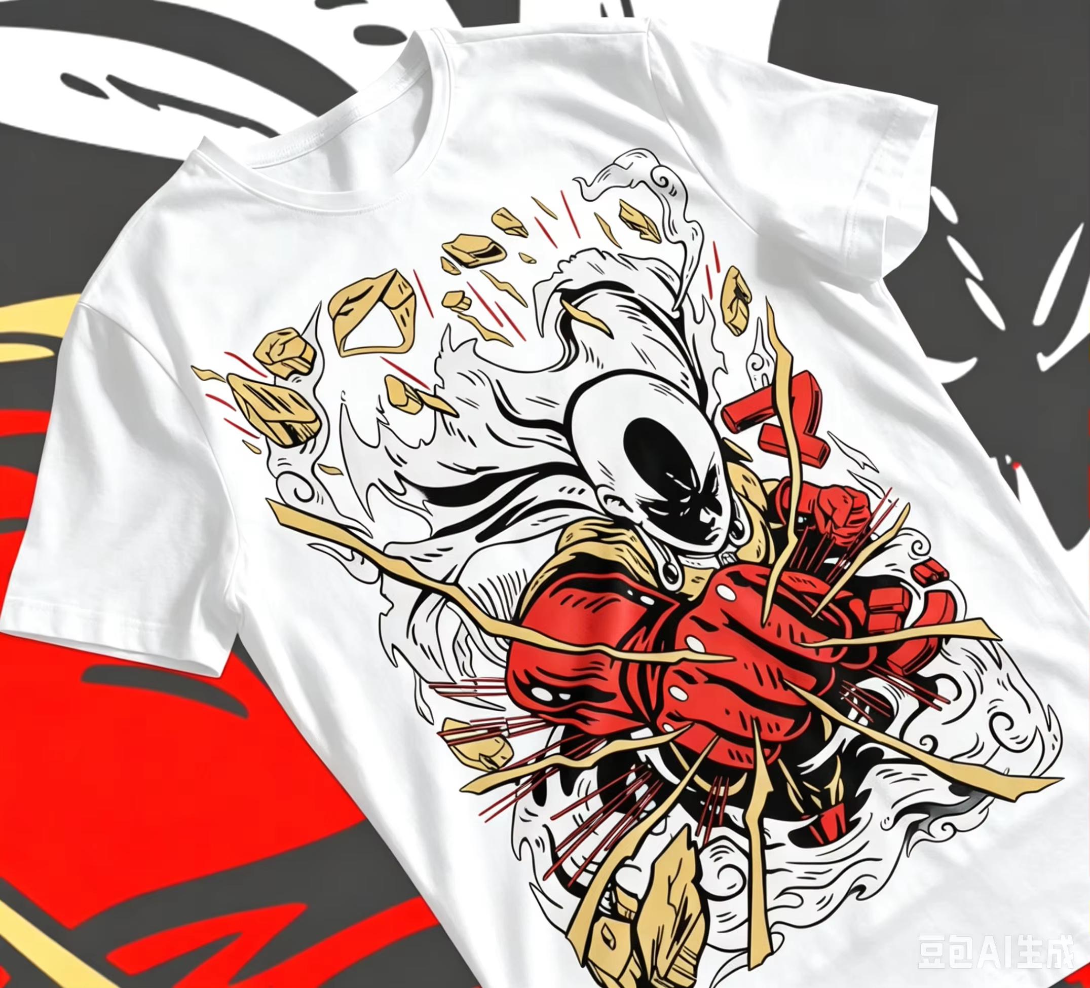 2026 One Punch Man Black Pure Cotton T-shirt Printed With Dynamic Art Pattern of Saitama Serious Punch T-shirt 4XL