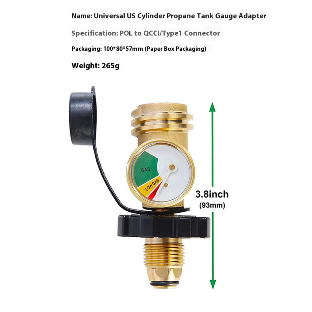 Brass Propane Tank Gauge Adapter Propane Level Indicator Propane Tank Gauge Level Indicator for Cylinder BBQ Gas Grill RV Camper
