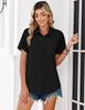 Chemise Boutonnée Manches Courtes Couleur Unie pour Femme - Haut Business Casual/Formel pour le Travail, Collection Printemps/Été 2026