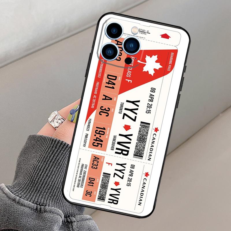 Authentic Airline Boarding Pass Phone Case For iPhone 14 11 12 13 15 16 Pro Max Mini X XR XS MAX Plus Silicone Cover Case