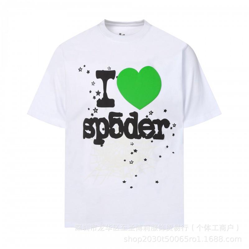 Sp5der 3D Puff Print Graphic Tee Men Loose Fit Cotton Short Sleeve T-Shirt Casual Wear