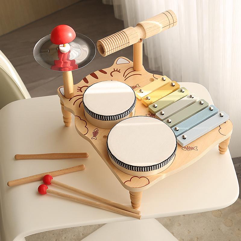 

Children s Multifunctional Wooden Piano & Drum Music Table