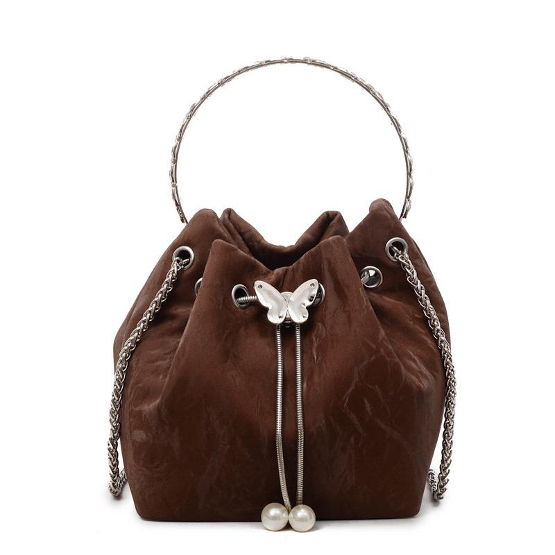 Textured Small Bag Women's Autumn and Winter New Portable Bucket Bag Premium Chain Messenger Bag