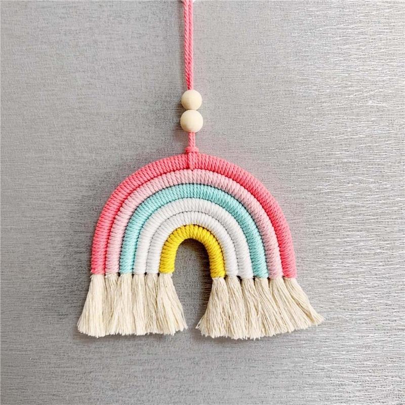 BeHandwovens Cotton Rope Rainbow Tassels Wall Car Pendants Rainbow Wall Hangings Holiday Decorations