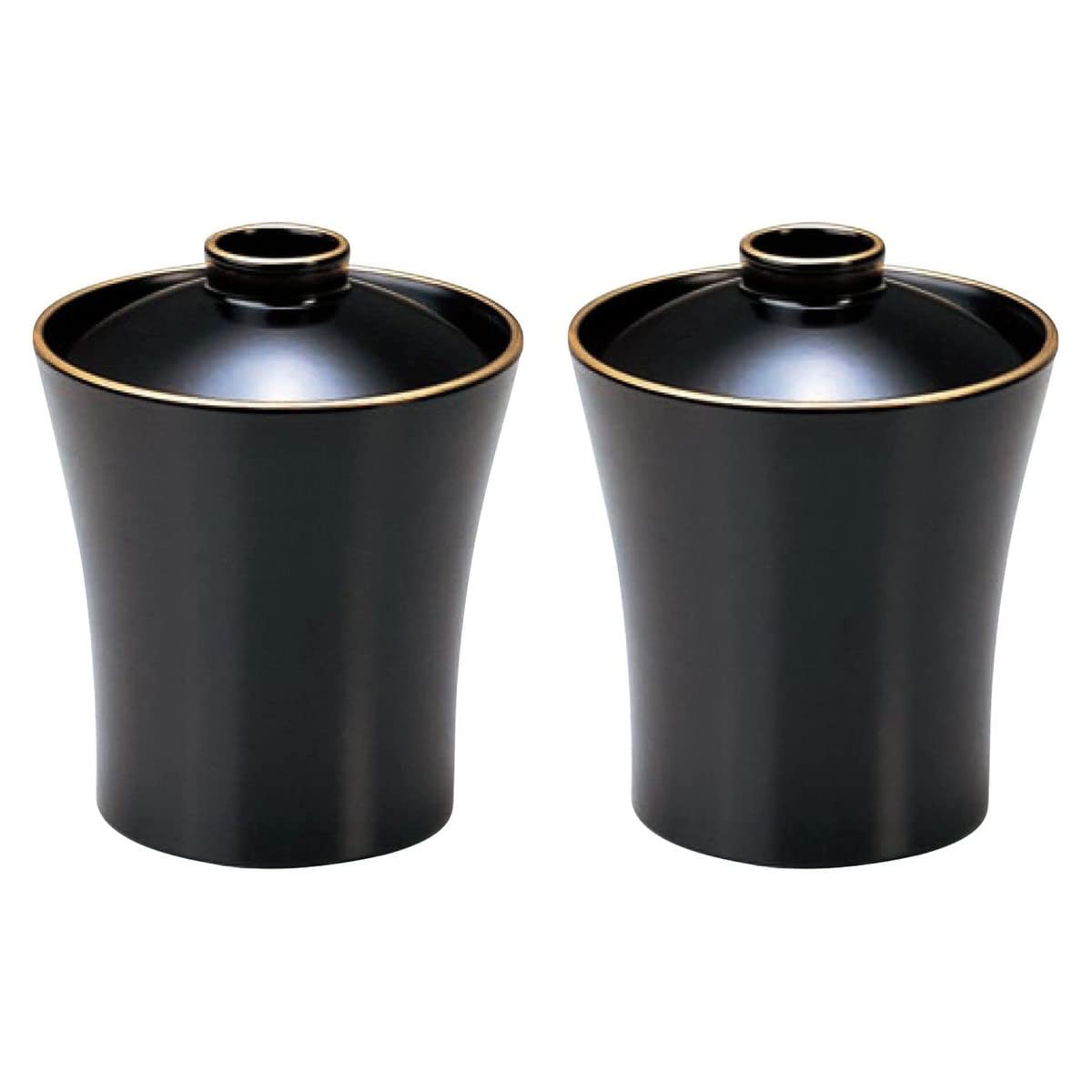 

J-kitchens Set of 2 (Pair of Bowls) Small Narcissus Soup Bowls, Black Brown with Gold Finish