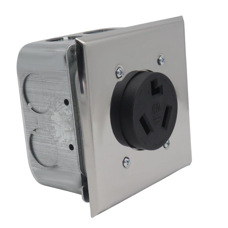 Industrial 30A Electrical Outlet Installation Kit NEMA 10 30R with Junctions Box & Sliding Cover for Wiring Use