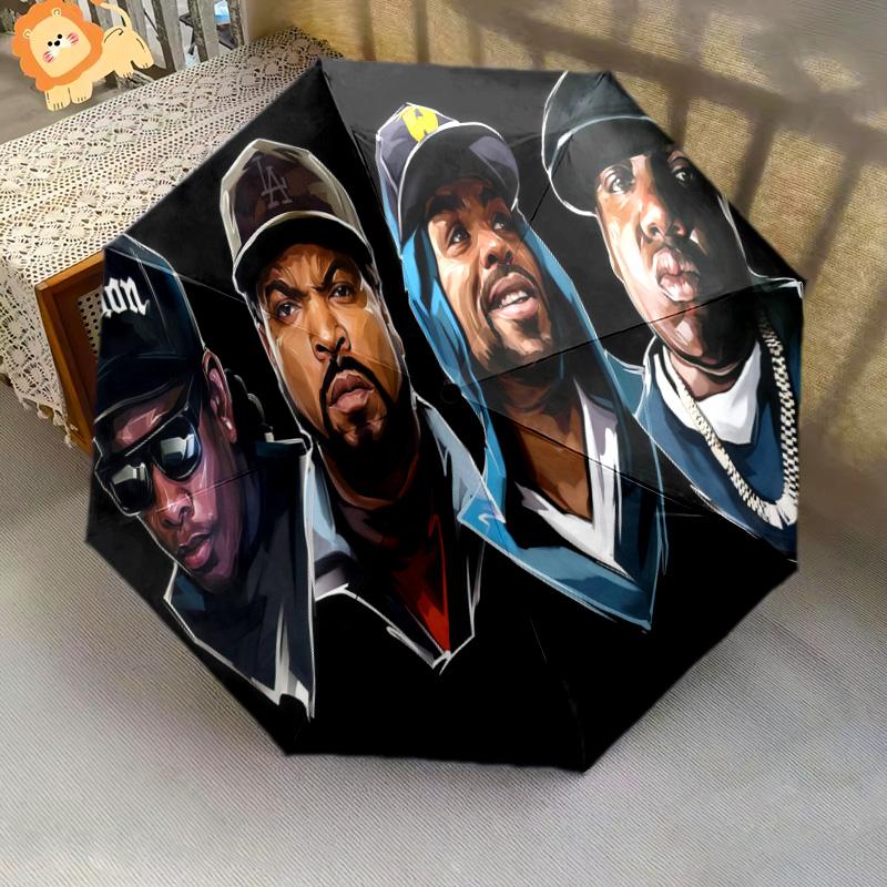 Hiphop Crew Boombox Folding Umbrella 8 Paraphenoid Bones Suitable For All Seasons Travel Umbrella Three Folds Outdoor
