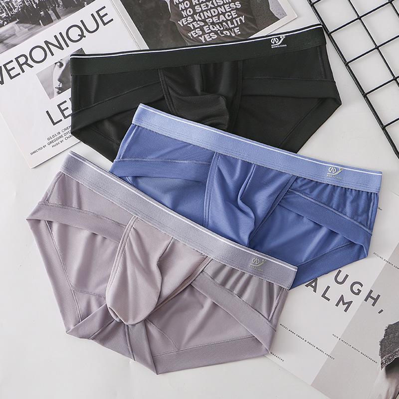 Men's 2025 Ultra-Thin Sexy Mesh Triangle Underwear - Breathable Ice Silk, Quick-Drying & Transparent.