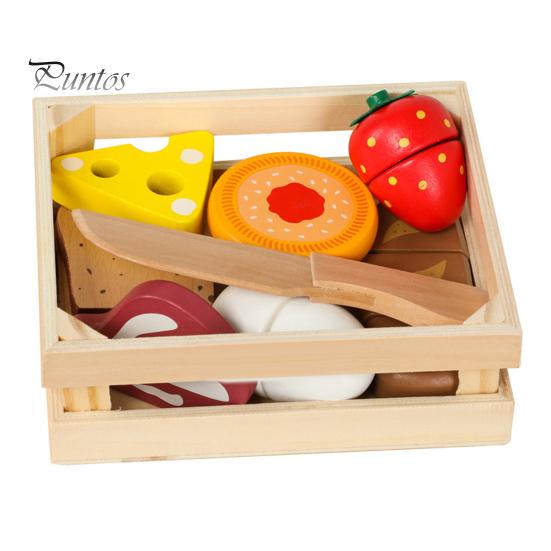 

9 шт./компл., набор для игры на кухне для малышей, имитация еды, аксессуары для мальчиков и девочек, деревянные ролевые игры, нарезка еды, набор развивающих игрушек для завтрака 1 Set