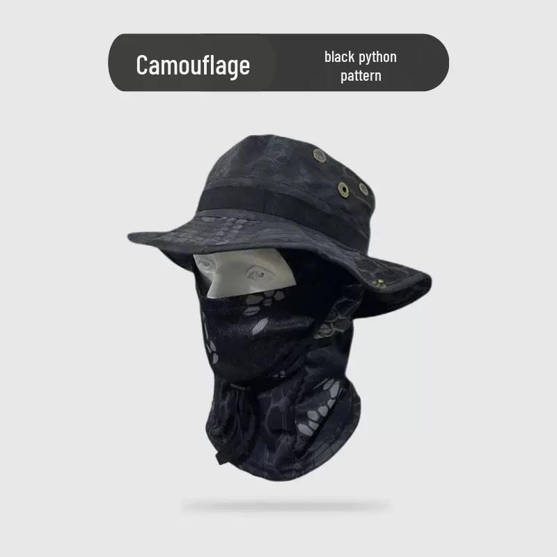 Outdoor Sonnenschutz Camouflage Hut & Sturmhauben Set: Winddicht, Sonnenschutz für Bergsteigen, Angeln & Radfahren