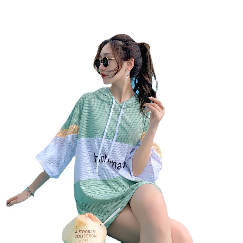 "College Style Long-Sleeve Three-Piece Korean Swimsuit - Conservative, Belly-Covering, Split Design for Female Students"