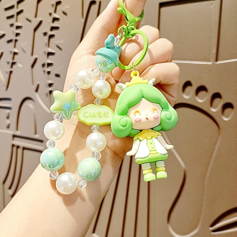 

Girl Bead Chain Mobile Phone Pendant Cute Girl Bag Pendant Car Key Chain Trend Blind Box Doll Machine 1PC