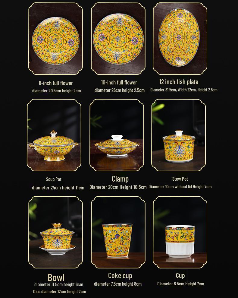Ceramic Chinese Style Rice and Noodle Bowl Set with Enamel Color