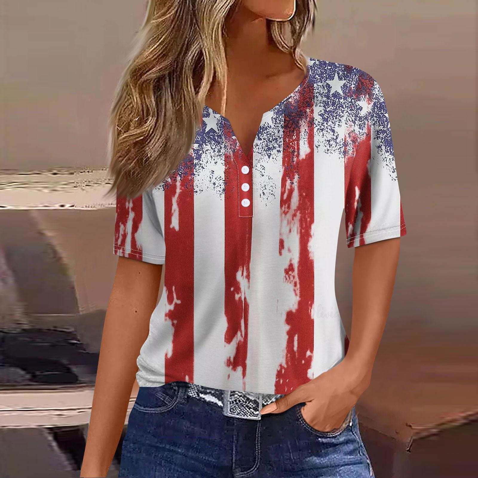 

Жіноча футболка з принтом на ґудзиках, з коротким рукавом, щоденна мода на вихідні, базовий V-подібний виріз, звичайний топ M Кіновар