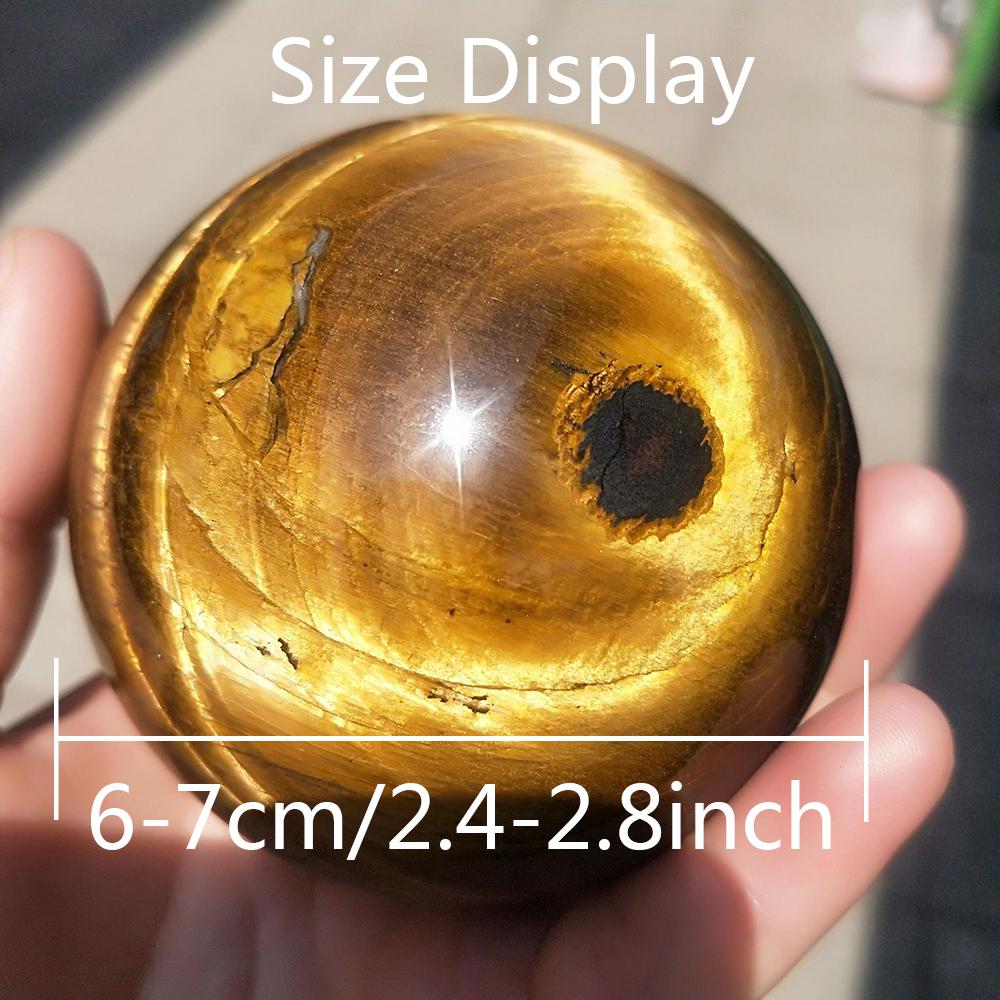 Natural Tiger Eye Crystal Ball Polished Yellow Tiger Eye Sphere for Home Decor Feng Shui Healing Raw Stone Decorative Orb