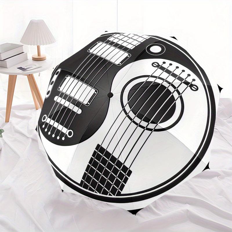 Yin Yang Guitar Musician Sticker Decal LaptopPhone Case Window Wall DecorUmbrella, Portable 3-Fold Compact Umbrella for Men & Women Gift