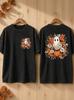Floral Ghost Acid Wash Tee Fall Pumpkin Back Print Halloween T-Shirt