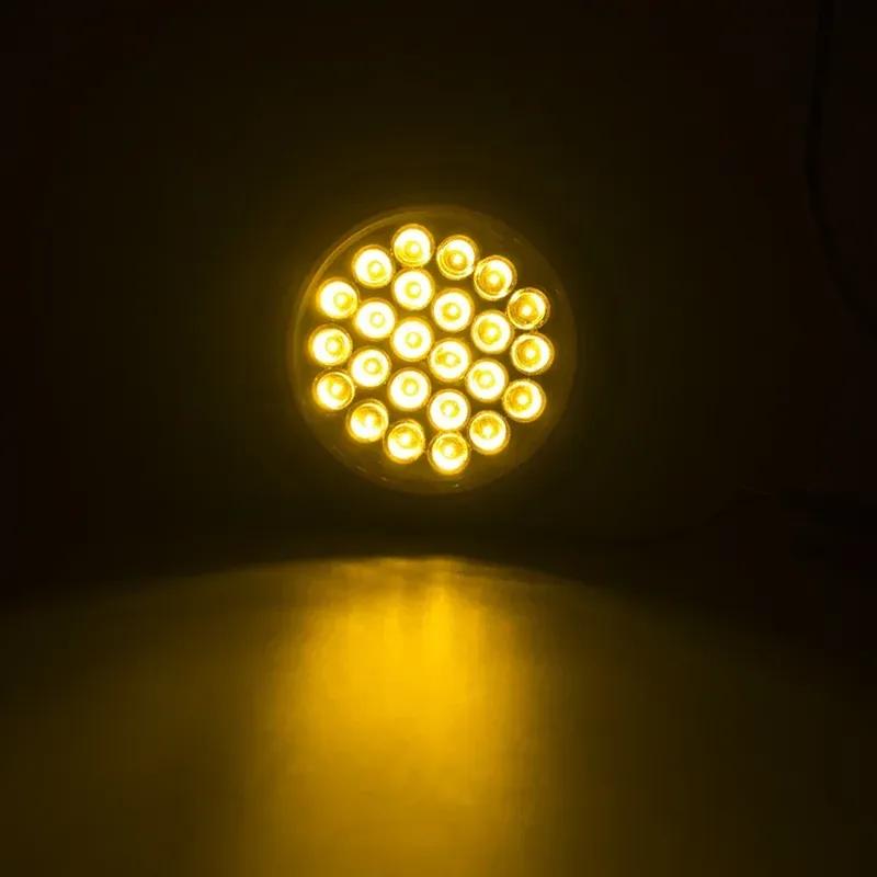 1 Set 12V 24V 24 Round LED Rear Tail Light Brake Stop Side Marker Warning Indicator Reflector Truck Trailer Red Yellow White