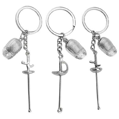 Pocket Sized Collectible Metal Keyring Pendant Handmade Zinc Alloy Keychain Bag Ornament for Fencing Sport Admirers
