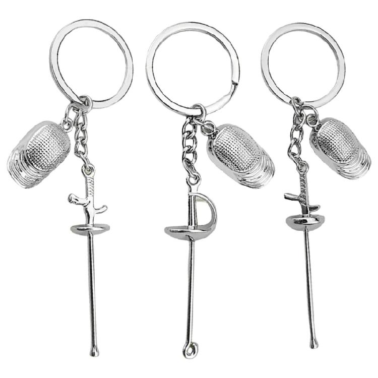 Pocket Sized Collectible Metal Keyring Pendant Handmade Zinc Alloy Keychain Bag Ornament for Fencing Sport Admirers